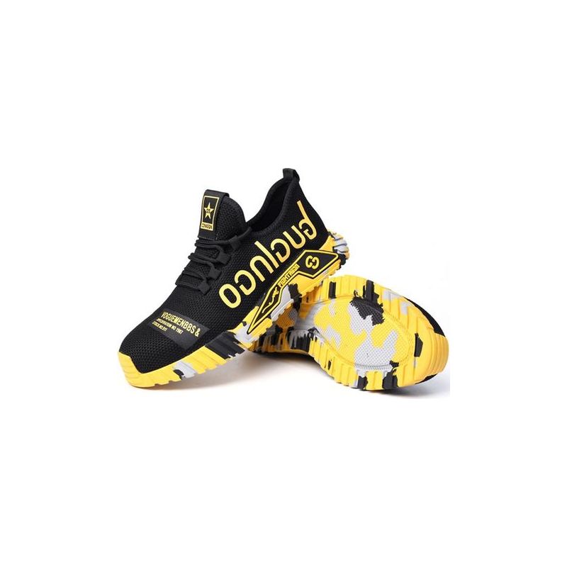 Taishengda Herren-sicherheitsschuhe, Stahlkappen-sneaker, Leichte Arbeitsschuhe, Atmungsaktive Damen-industrie-sneaker Aus Atmungsaktivem Mesh, Gelb, Größe 40