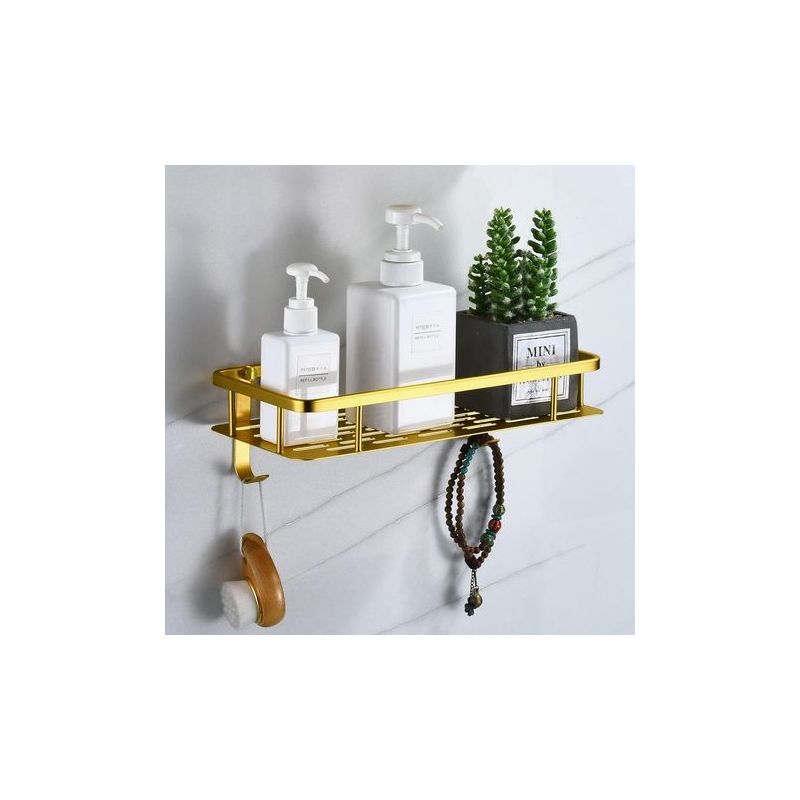 Taishengda Goldenes Badezimmerregal, Duschkorb Aus Metall, Wandmontiertes Duschregal Ohne Bohren, Duschwandregal Mit 2 Haken