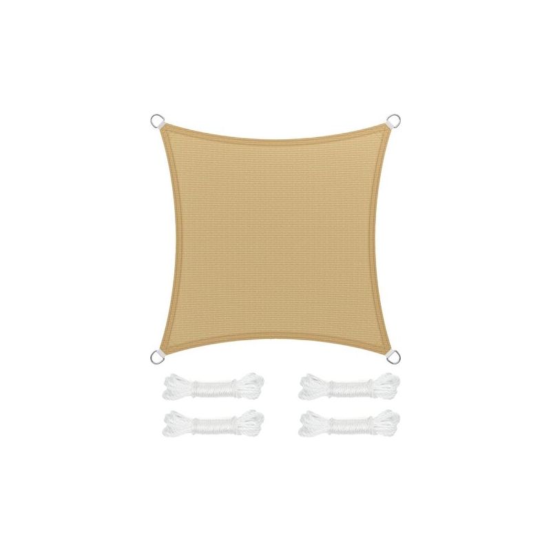 Taishengda Sonnensegel 3,6 X 3,6 M, Sonnenschutz Aus Hdpe-gewebe, Atmungsaktiv, Wasserdurchlässig, Für Terrasse, Garten, Balkon, Camping, Quadratisch, Konkav, Sandgelb