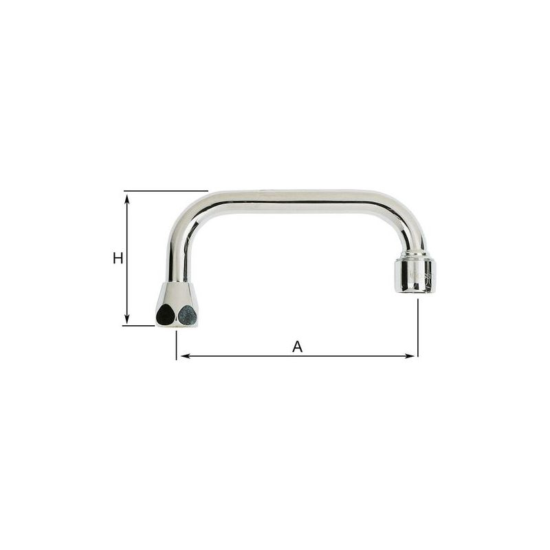 Taishengda Flachauslauf Für Wasserhähne – Länge 200 Mm – 1/2"-innengewinde – Verchromtes Messing Mit Doppelter O-ring-dichtung