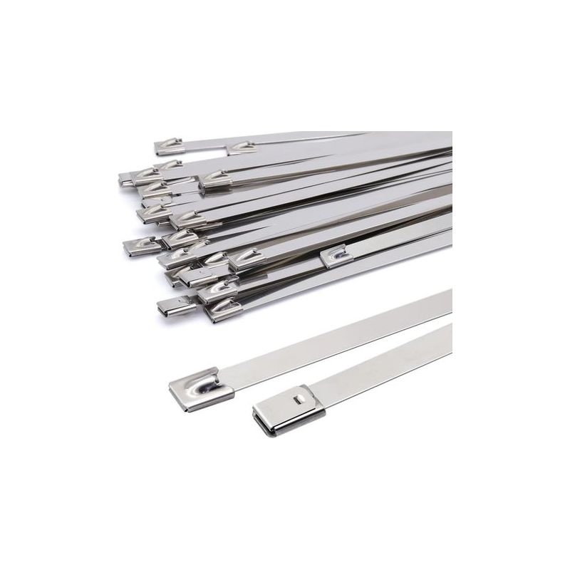 Taishengda 500x7,9mm Metall-kabelbinder, Silberne Edelstahl-kabelbinder, Hochleistungs-kabelbinder - Metall-kabelbinder - 120kg Tragfähigkeit, 100er-packung - Rw Kabelbinder Und Clips