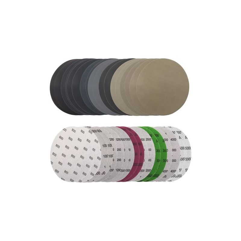 Taishengda – Set Mit 36 Schleifscheiben (125 Mm) – Verschiedene Körnungen Von 800 Bis 5000 – Latex- Und Siliziumkarbidpapier – Für Nass- Und Trockenschleifen – 125 Mm