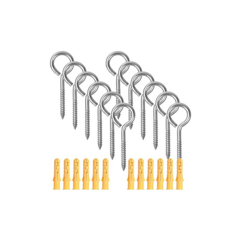 Taishengda – Packung Mit 12 Ösenhaken M6×80 Mm Aus Edelstahl 304 – Schnelle Befestigung In Holz Und Gipskarton – Inklusive Dübel