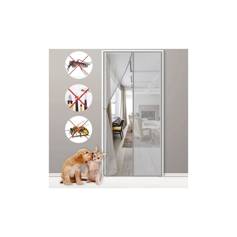 Taishengda Magnetisches Tür- Und Fenster-moskitonetz, Automatisch Schließender Moskitonetzvorhang, Kein Bohren Erforderlich, Anti-moskito-vorhang, Grau, 120 X 220 Cm