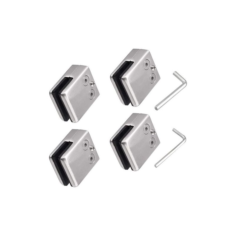 Taishengda - Set Mit 4 Edelstahl 304 Glasklemmen - Quadratischer Glashalter - Verstellbarer Flachglashalter Für Treppengeländer - Polierter Handlauf - (8-10 Mm Quadrat)