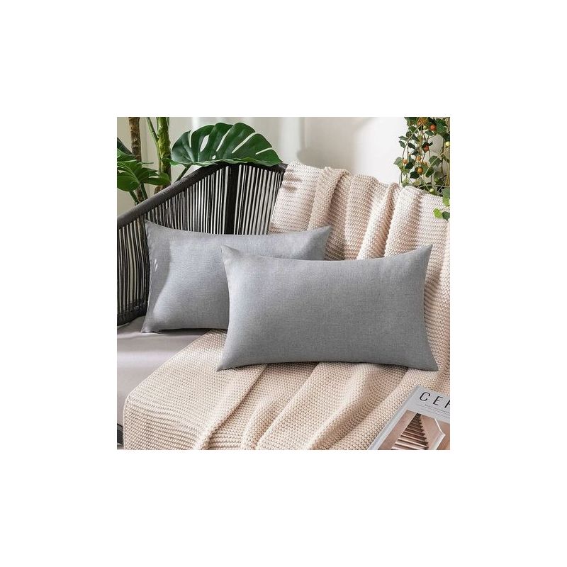 Taishengda – Set Mit 2 Wasserdichten Outdoor-kissenbezügen Aus Weichem Polyester Mit Wasserabweisender Oberfläche, Dekorativer Gartenkissenbezug Für Wohn-/schlafzimmer, 30 X 50 Cm, Grau