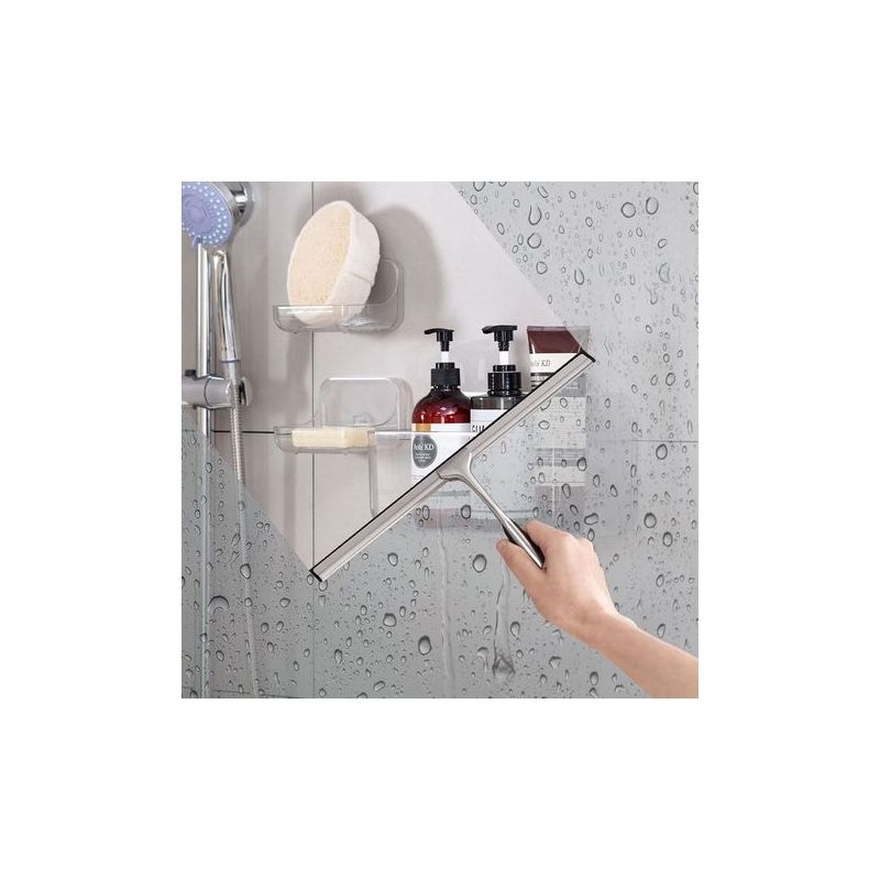 Taishengda - Duschabzieher Aus Edelstahl - Duschabzieher Mit 30,5 Cm Silikon-reinigungslippe Und Selbstklebendem Wandhaken Für Badezimmer, Küche, Spiegel, Fenster Und