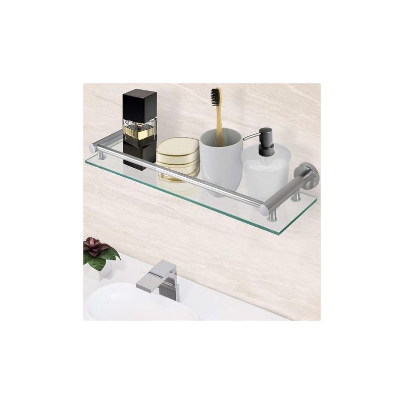 Taishengda Badezimmerregal – Wandmontage, Gehärtetes Glas Und Aluminium, 40 Cm Breit, Inklusive Montagematerial, Silber – Badezimmerregal
