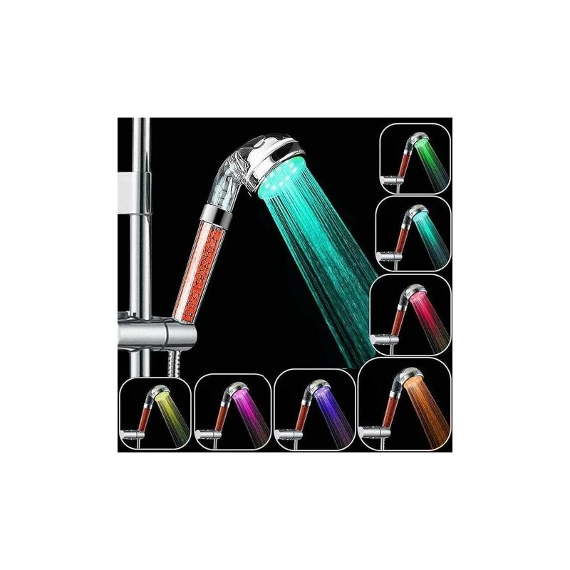 Taishengda Led-duschkopf, Badezimmer-duschkopf, Handbrause Mit 7 Led-farben, Hohem Wasserdruck, Wassersparender Sprühfunktion Und Doppeltem Anti-chlor-filter