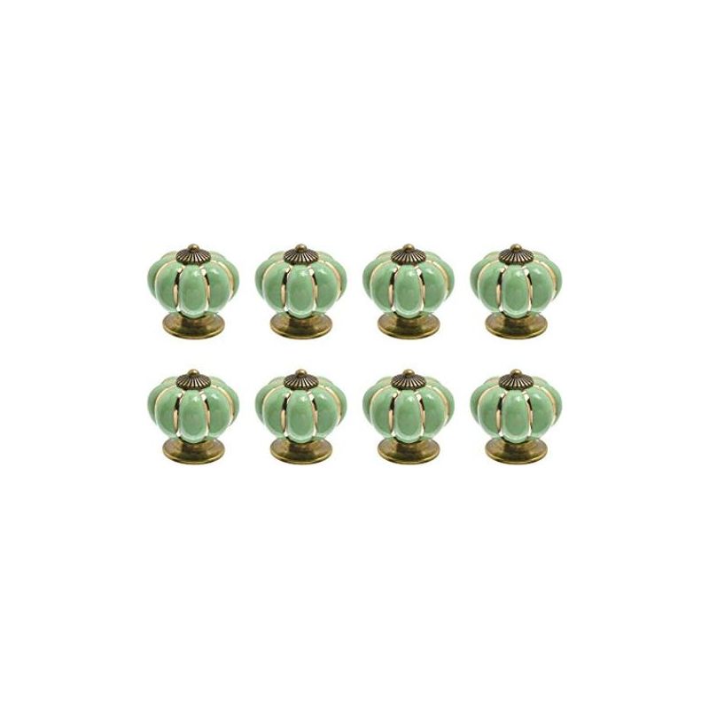 Taishengda - Kürbisförmiger Keramik-möbelknopf - 6er-set - 4 X 4 Cm - Für Küchenschubladen Und -schränke (grün)