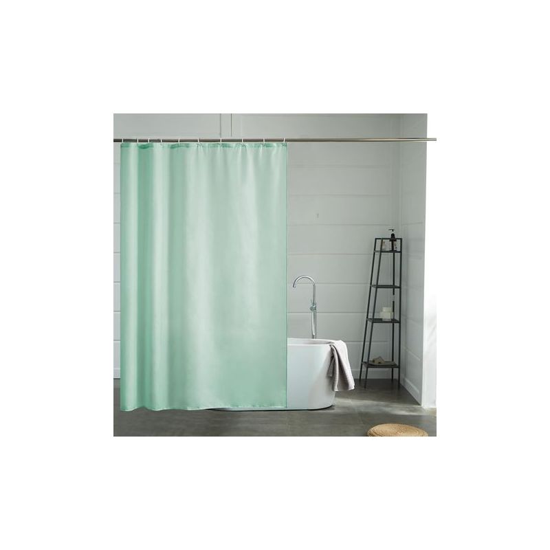 Taishengda Extra Langer Duschvorhang, 240 X 200 Cm, Polyestergewebe, Maschinenwaschbar, Wasserdicht, Großer Badewannenvorhang, Beschwert, Schimmelresistent, Antibakteriell, Mit 12 Haken, Grün