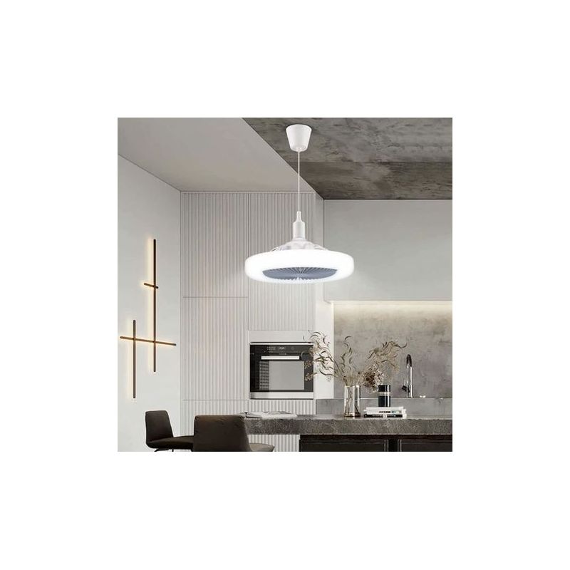 Taishengda – 30-w-deckenventilator (leise) – 6000-k-led-licht – 3 Geschwindigkeitsstufen – Transparente Abs-flügel – Schnelle E27-montage