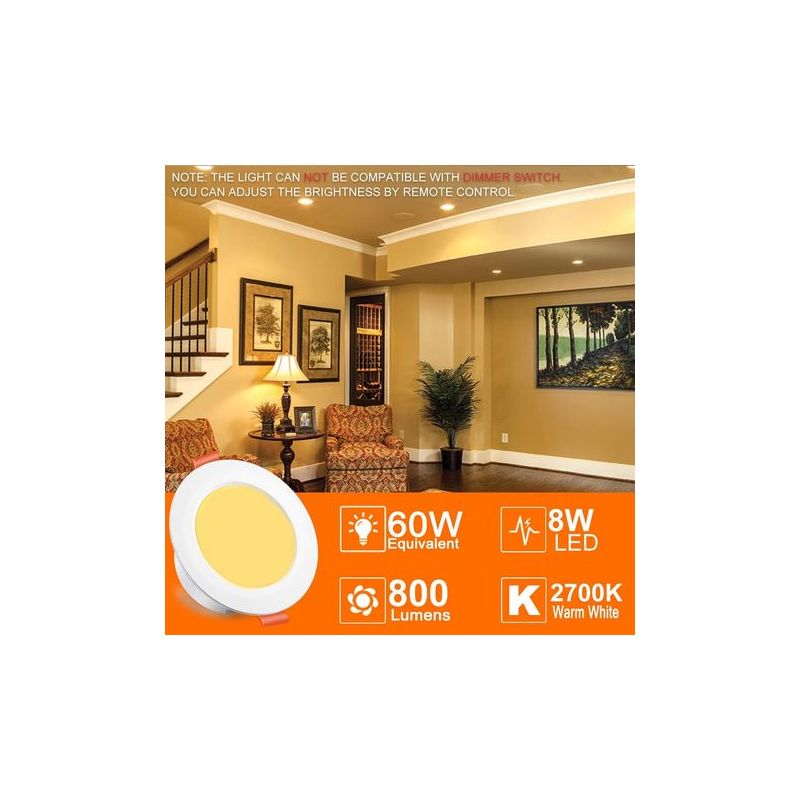 Taishengda – 2er-pack Led-einbaustrahler, 10 W, Rgb-farbwechsel, Dimmbar, Rgbw-steuerung Per App, 7,6 Cm (3 Zoll), Schutzart Ip44, Warmweiß (2700 K), Rund, Dimmbar