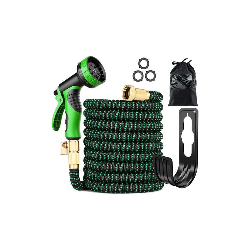 Taishengda – 15 M Langer, Flexibler Gartenschlauch Mit 10 Funktionen, Verschleißfesten Messinganschlüssen Und Metall-duschkopf Mit 3/4"-adapter