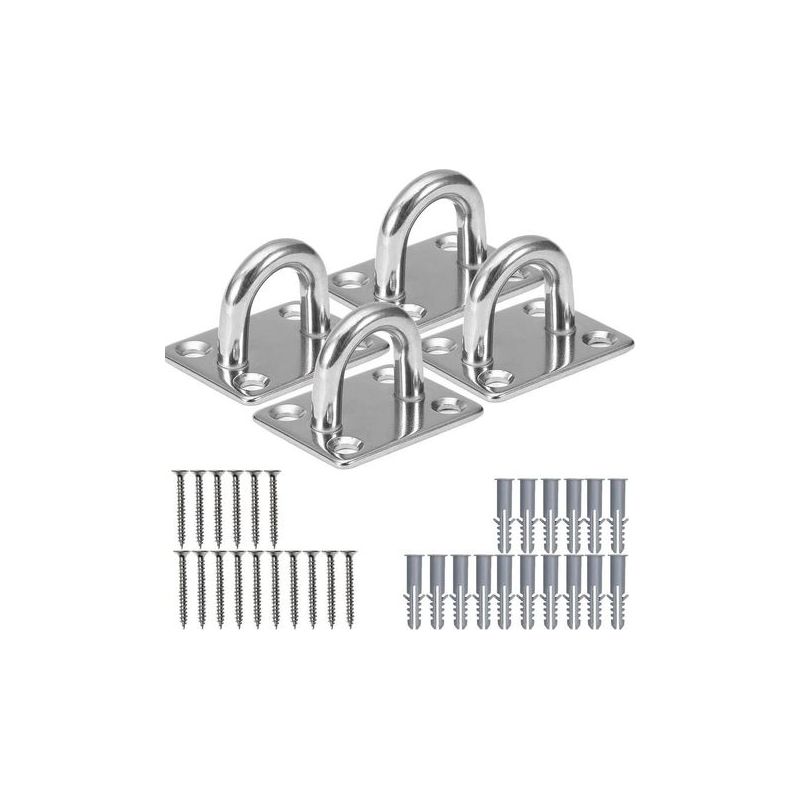 Taishengda – 4-teiliges Edelstahl-ösenplatten-set M5, Deckenhaken, Wandhaken, Deckenleuchten-set, Edelstahl-deckplatte, Für Bootsmontage, Schaukeln, Hängematten