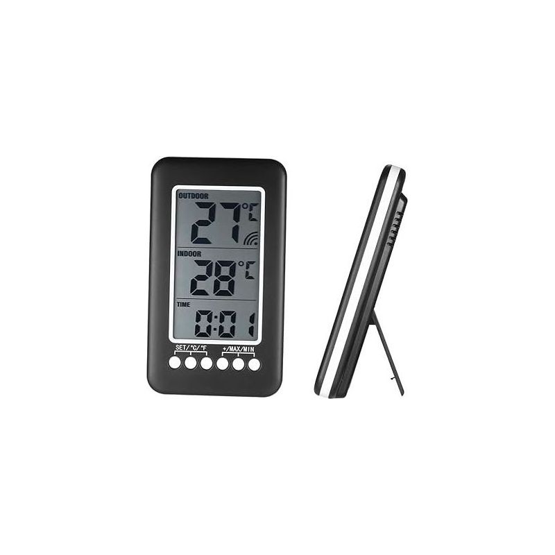 Taishengda 2-in-1 Funk-thermometer Mit Uhr Für Innen Und Außen, Lcd-display, Digitale Temperaturanzeige (℃/℉) Und Sender