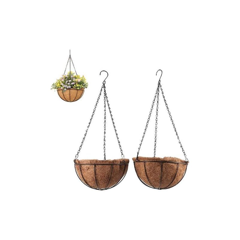 Taishengda – 2er-pack Hängeblumenkörbe Aus Metall Und Kokosfaser, 30 Cm, Für Zimmer- Und Gartenpflanzen