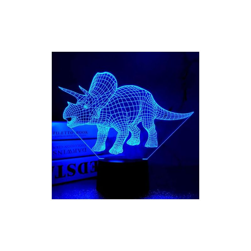 Taishengda-triceratops 3d-illusions-nachtlicht Mit Fernbedienung Und Touch-bedienung, 16 Farben, Optisches Usb-led-nachtlicht