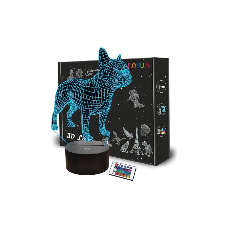 Taishengda Französische Bulldogge Lampe, Fernbedienung, 16 Wechselnde Farben, 3d-optische-täuschungs-lampe Für Kinder - Perfekte Geschenke Für Jungen Und Mädchen Zu Weihnachten, Geburtstagen Oder Part