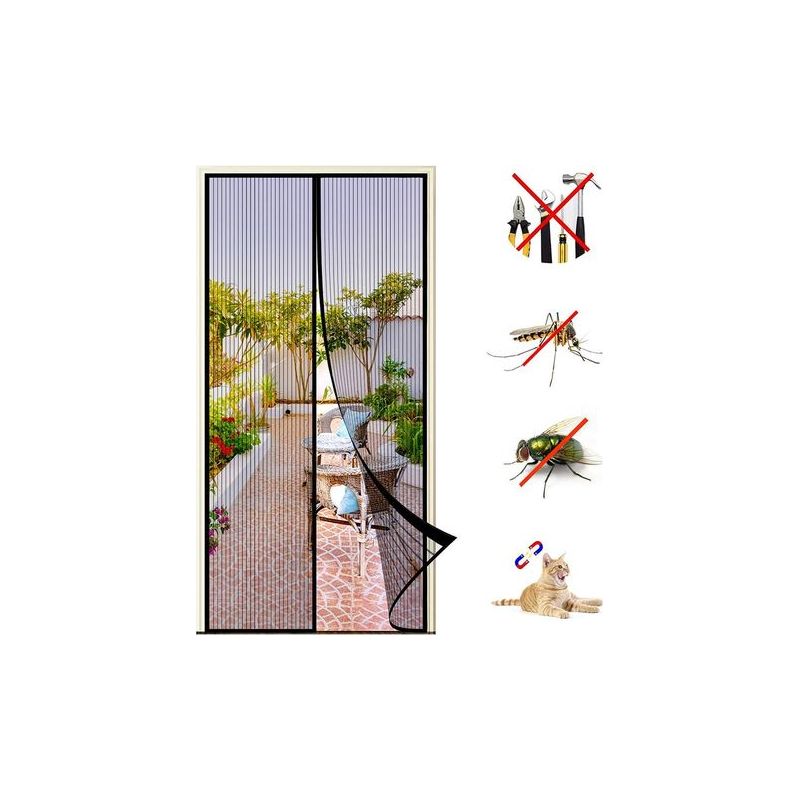 Taishengda Magnetisches Moskitonetz Für Türen Und Fenster, 110 X 200 Cm, Selbstklebendes, Engmaschiges Moskitonetz, Magnetischer Moskitoschutzvorhang Mit Automatischem Verschluss, Kein Bohren Erforder