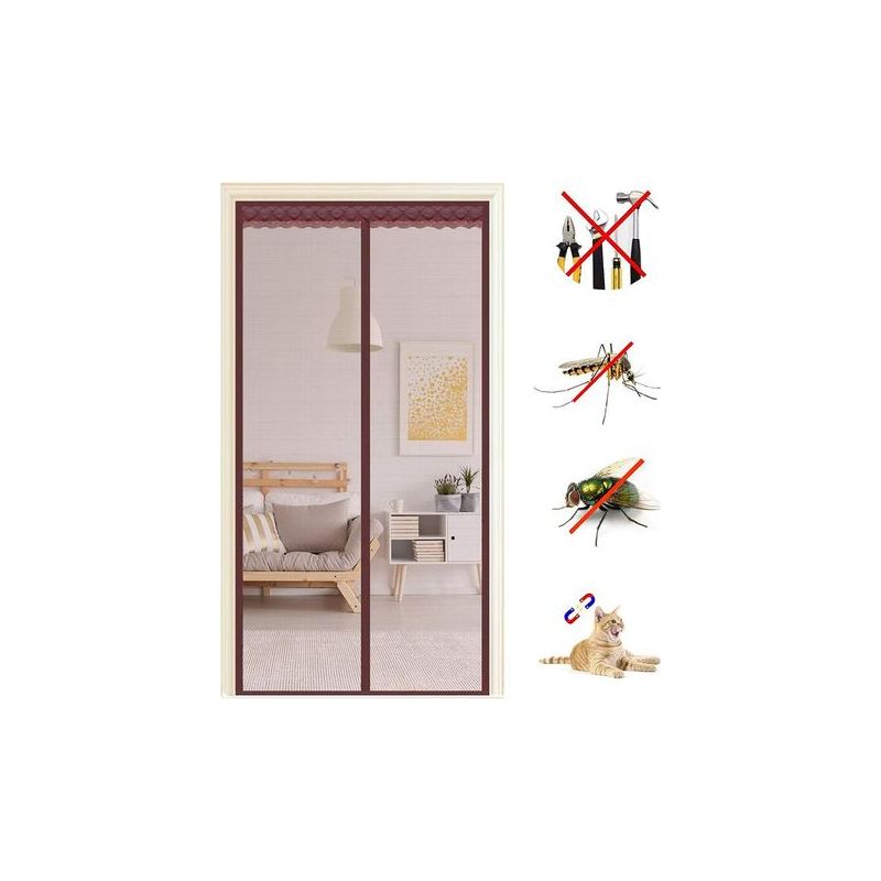 Taishengda Magnetisches Moskitonetz Für Türen Und Fenster, 85 X 215 Cm, Selbstklebendes, Engmaschiges Moskitonetz, Magnetischer Moskitoschutzvorhang Mit Automatischem Verschluss, Kein Bohren Erforderl