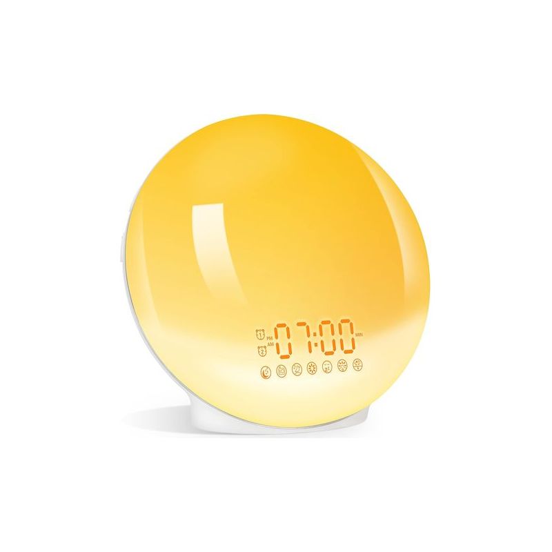 Taishengda-leuchtende Led-nachttischlampe Mit 20 Helligkeitsstufen, Sonnenaufgangs- Und Sonnenuntergangssimulator, 7 Naturgeräuschen, Fm-radio Und 7 Farben Für Erwachsene Und Kinder