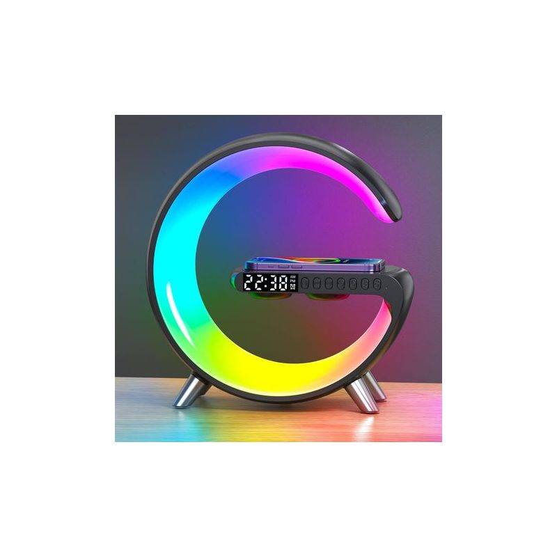 Taishengda - Neue Smarte Tischlampe, Stimmungsleuchte Mit Kabellosem Ladegerät, Bluetooth-lautsprecher, Dimmbarem Nachtlicht Mit Musiksynchronisation, App-steuerung (nr.