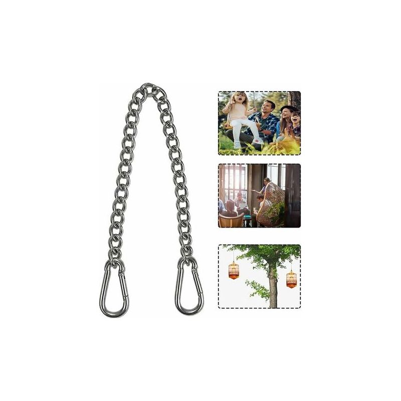 Taishengda Kette Mit Zwei Karabinern, T-audace 400 Kg Tragkraft, Robuste Edelstahl-aufhängekette, Verlängerungskette Für Boxsäcke, Yoga, Schaukeln, Hängematten, 1 Stück