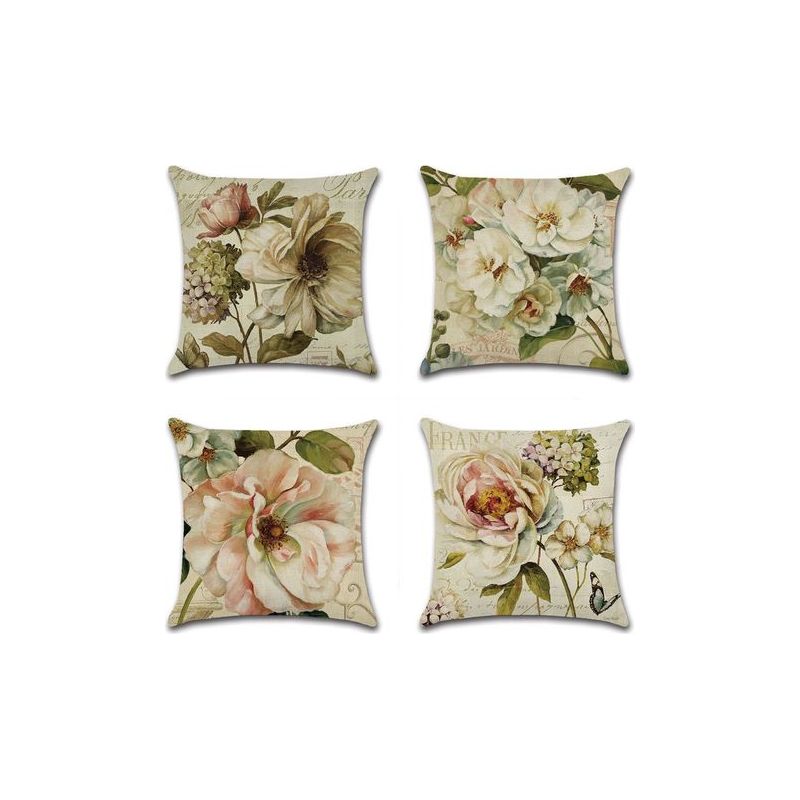 Taishengda Wasserdichte Outdoor-kissenbezüge 45 X 45 Cm Dekorative Blumen-outdoor-kissen Für Terrasse, Garten, Bank, Sofa, Wohnzimmer, Heimdekoration, 4er-set (f