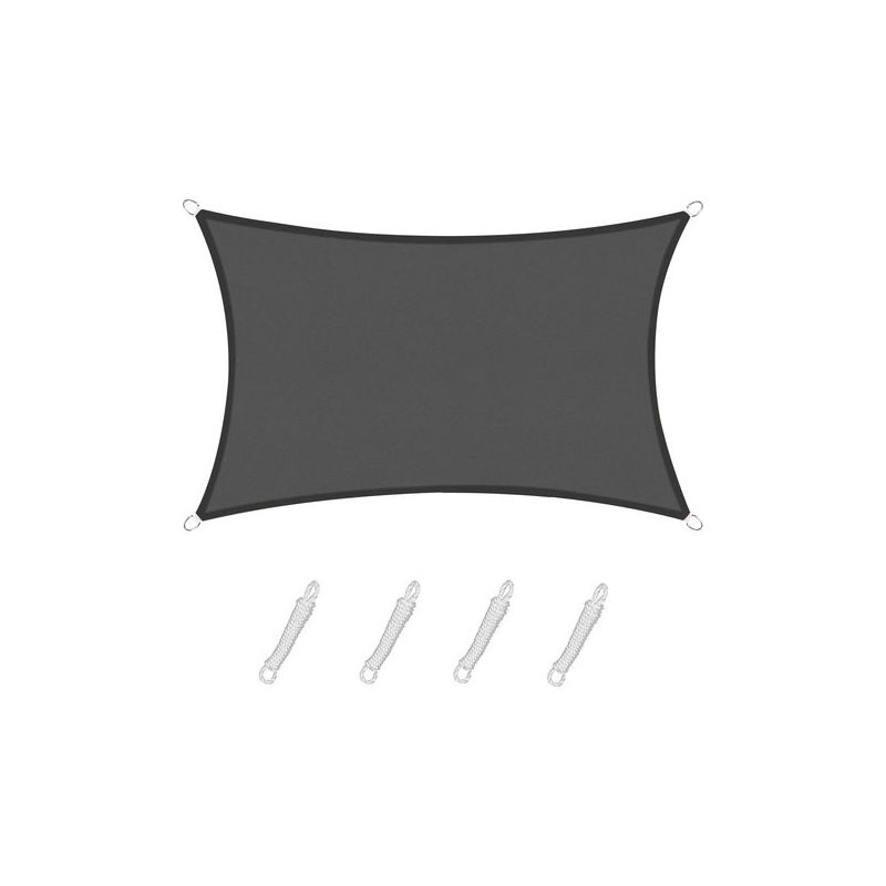 Taishengda Rechteckiges Sonnensegel 2x3 M, Graphitfarbe, Wasserdichtes Gewebe Mit 95% Uv-schutz, Für Den Außenbereich, Garten, Terrasse Und Pool