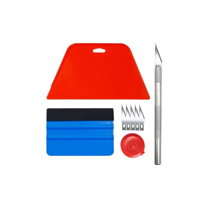Taishengda-kit: Abdeckfolie, Tapetenfolien-werkzeuge, Autofensterfolie, Vinylfliesenfolie, Rakel Zum Auftragen Von Klebstoff, Silikonrakel, Universalmesser Und Klingen, 1,5 M Maßband