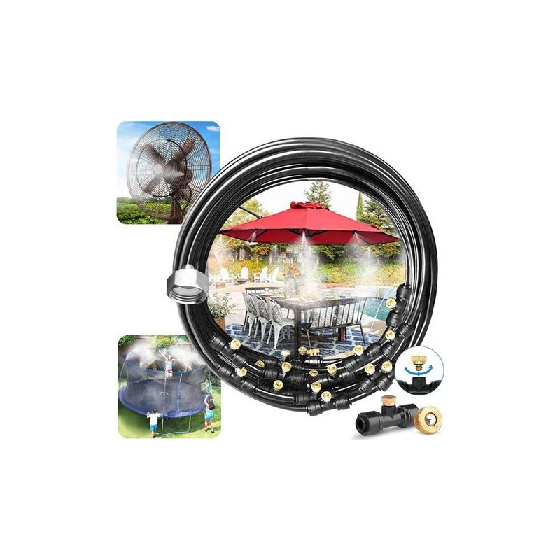 Taishengda Nebelsystem (20 M) – Nebelkühlungssystem Für Den Außenbereich – Nebelschlauch Mit 20 Messing-sprühdüsen Für Garten, Terrasse, Trampolin Und Balkon