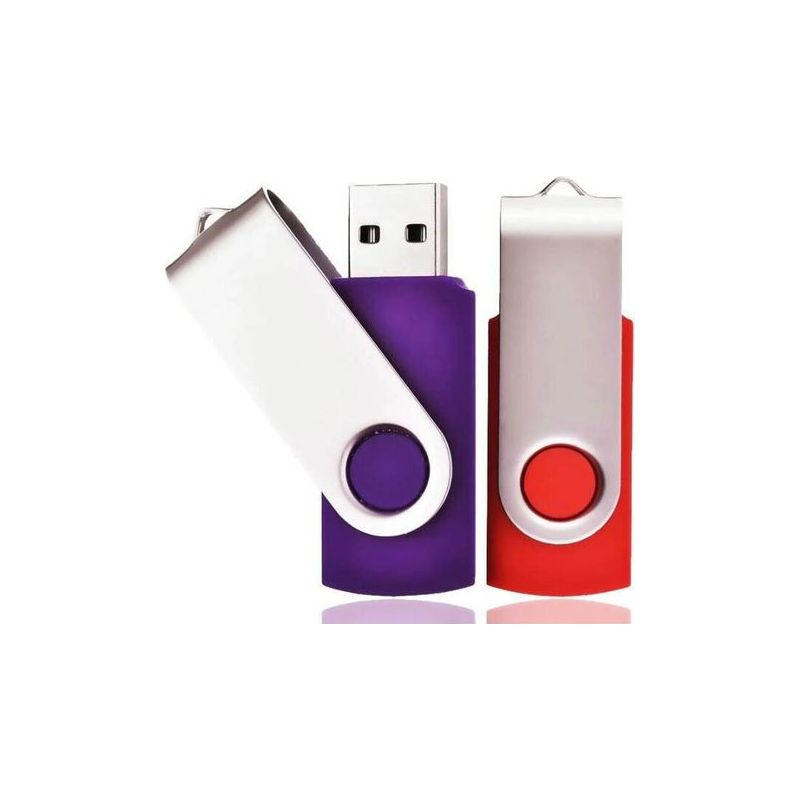 Taishengda - 2er-pack 32gb Usb 2.0 Flash-laufwerke, Drehbare Usb-flash-laufwerke Mit Tragebändern, Tolles Geschenk Für Kinder, Eltern Und Freunde (32gb, Rot/lila)