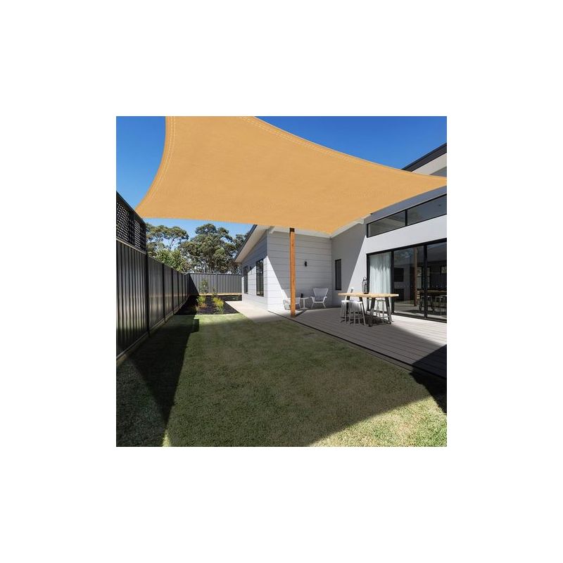 Taishengda – Rechteckiges Sonnensegel 3 X 5 M, Sandfarben, Wasserdicht, Uv-schutz, Ideal Für Terrasse, Patio Oder Pool. Inklusive Seil.