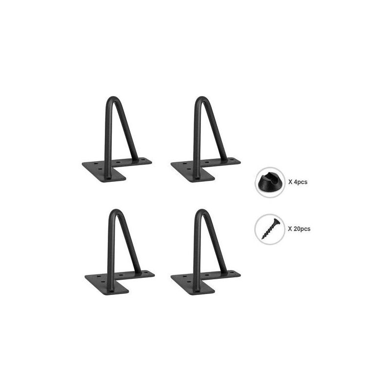 Taishengda – Set Mit 4 Schwarzen Haarnadel-möbelbeinen Für Stühle, Tische Und Diy-projekte, Inklusive 20 Schrauben Und 4 Fußschonern – 20 Cm