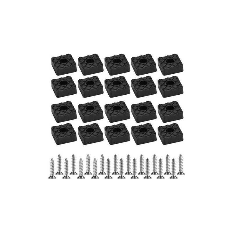 Taishengda – Packung Mit 20 Quadratischen 30 Mm X 30 Mm Gummifüßen Für Holzböden, Rutschfesten Schraubgleitern, Schwarz