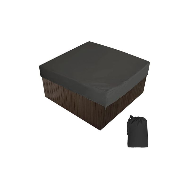 Taishengda Outdoor-whirlpoolabdeckung, Quadratische, Wasserdichte Whirlpoolabdeckung, 190t Polyestergewebe, Staubdicht Und Uv-beständig, Mit Aufbewahrungstasche, In 7 Größen Erhältlich, Schwarz, 215 X