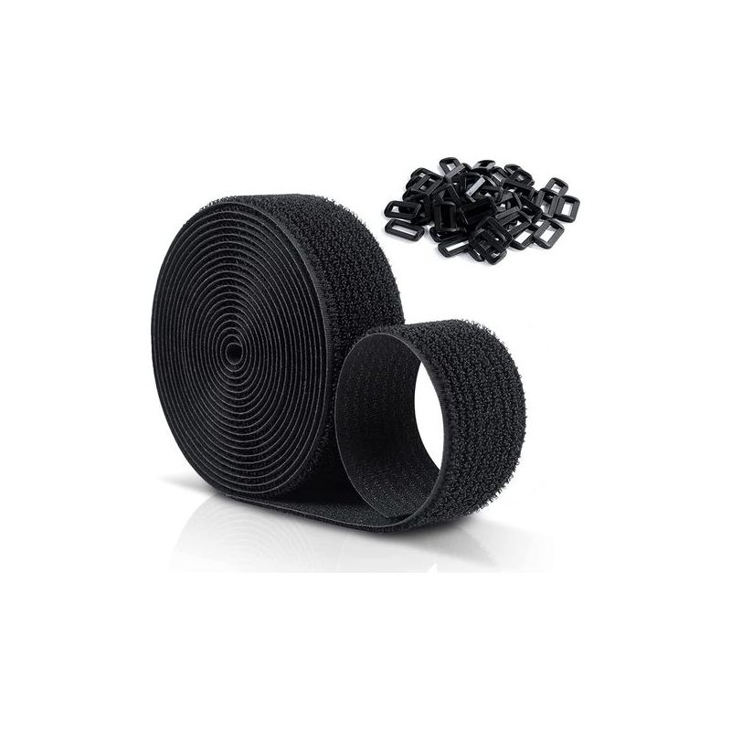 Taishengda Wiederverwendbare Klett-kabelbinder 10 X 20 Mm, Verstellbare Kabelbinder Mit 50 Kunststoffschlaufen, Schnittfeste Schwarze Nylon-klett-kabelbinder
