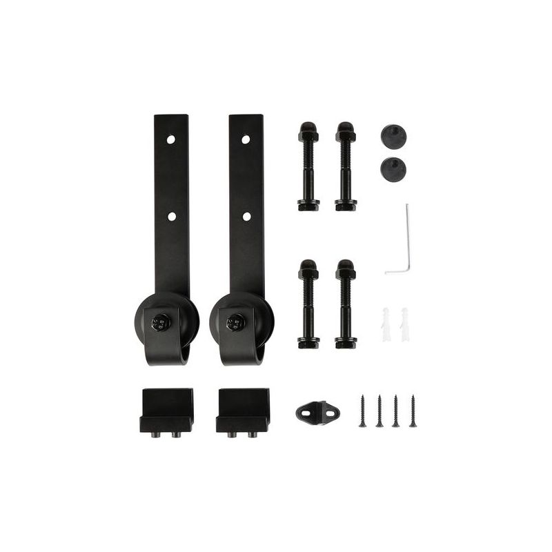 Taishengda Schwarze Schiebetürschiene – Rollsystem Mit Haken – Für Türen Bis 80 Kg – Feuchtigkeitsbeständiger Kohlenstoffstahl