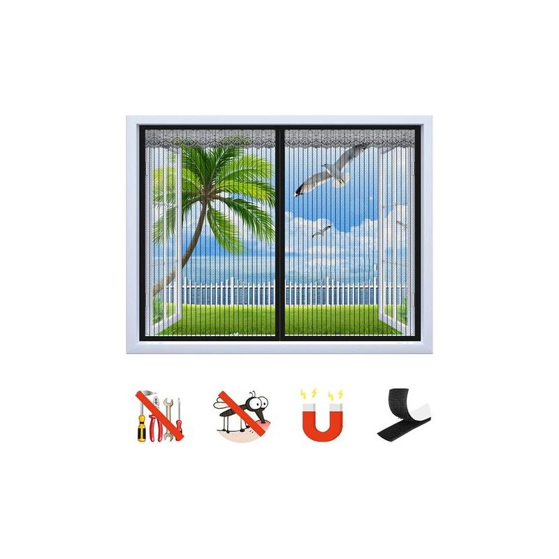 Taishengda Magnetisches Fenster-moskitonetz, Selbstklebender Netzvorhang, Magnetisches Tür-moskitonetz, Automatischer Schließmechanismus, Für Fenster Und Türen – Weiß – 100 X 100 Cm