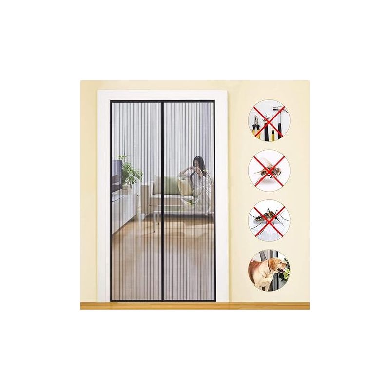 Taishengda Magnetisches Tür-moskitonetz, Feinmaschiges Magnetisches Moskitonetz, Fliegen- Und Insektenschutzgitter, Schließt Automatisch (schwarz 95x200cm)