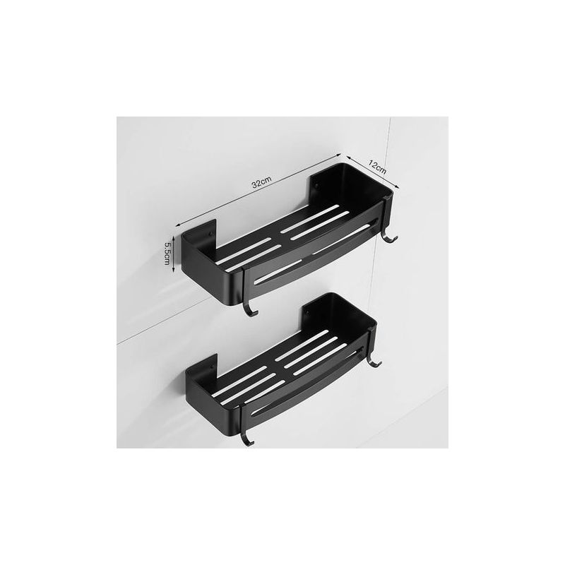 Taishengda - Schwarzes, Bohrfreies Badezimmerregal Zum Selbstkleben, Duschkorb, Dusch-organizer-aufbewahrungskorb Für Shampoo (aluminium, Rechteckig, 2er-pack)