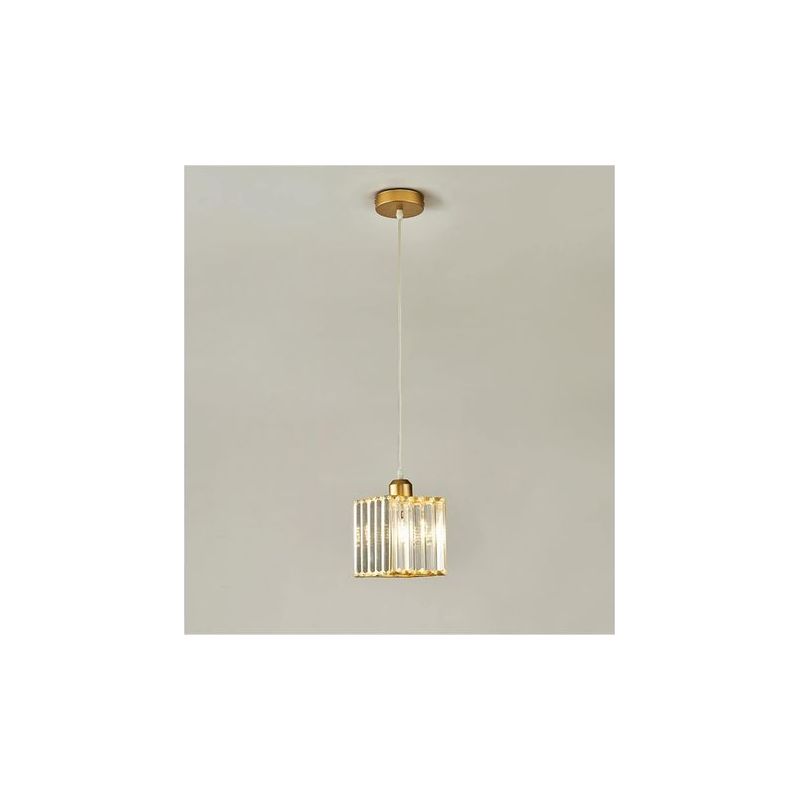 Taishengda – Mini-kristalllüster, Verchromte Pendelleuchte, Einbauleuchte, Moderne Pendelleuchte, Esszimmer, Schlafzimmer, Küche, Kücheninsel, Ankleidezimmer, Flur, E27, Quadratische Goldbirne, Leucht