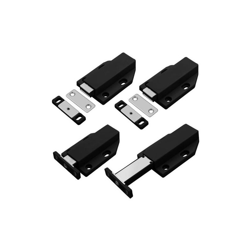 Taishengda – 4 Stück Magnetische Druckverschlussriegel, Türdämpfer Für Schranktüren, Magnetischer Druckverschlussriegel, Magnetischer Schrankschließer, Schwarz