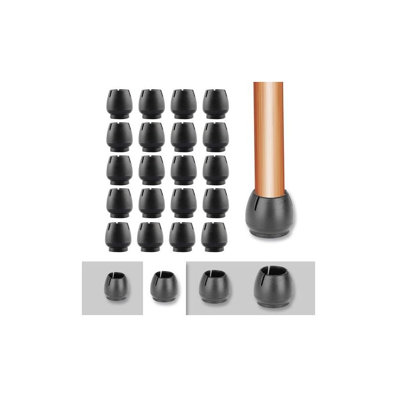 Taishengda – 20 Stück Stuhlbeinschoner, Silikon-stuhlbeinkappen, Stuhlbeinschoner Mit Filz, Silikon-stuhlbeinkappen Für Runde Möbelbeine, Schwarz, 17–21 Mm