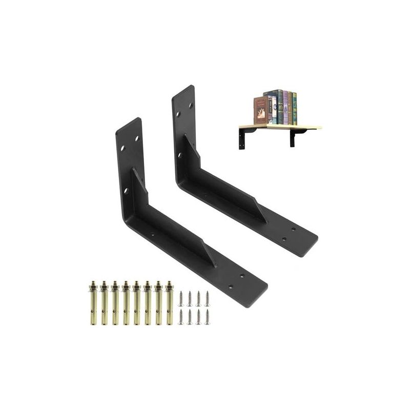 Taishengda – Set Mit 2 Regalträgern 290 Mm, Schwerlastträger, Wandregalhalterungen, Schwerlastträger Mit Schrauben, Schwarz, Tragkraft 150 Kg/330 Lbs