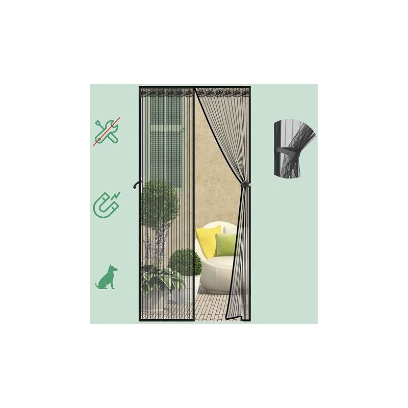 Taishengda Magnetisches Moskitonetz Mit 36 ​​starken Magneten, Atmungsaktiver Magnetischer Moskito- Und Insektenschutzvorhang Für Terrassentüren, Balkontüren Und Fenstertüren, Schwarz (150 X 230 Cm)