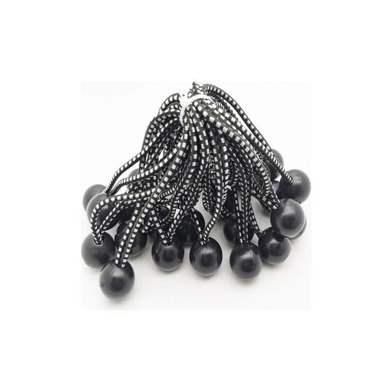 Taishengda-25 Professionelle Elastische Gummiseile Mit Kugelenden (schwarz, 150 Mm) Für Zelte, Planen Und Werbetafeln. Planenspanner, Spanngurt, Planenhalterung