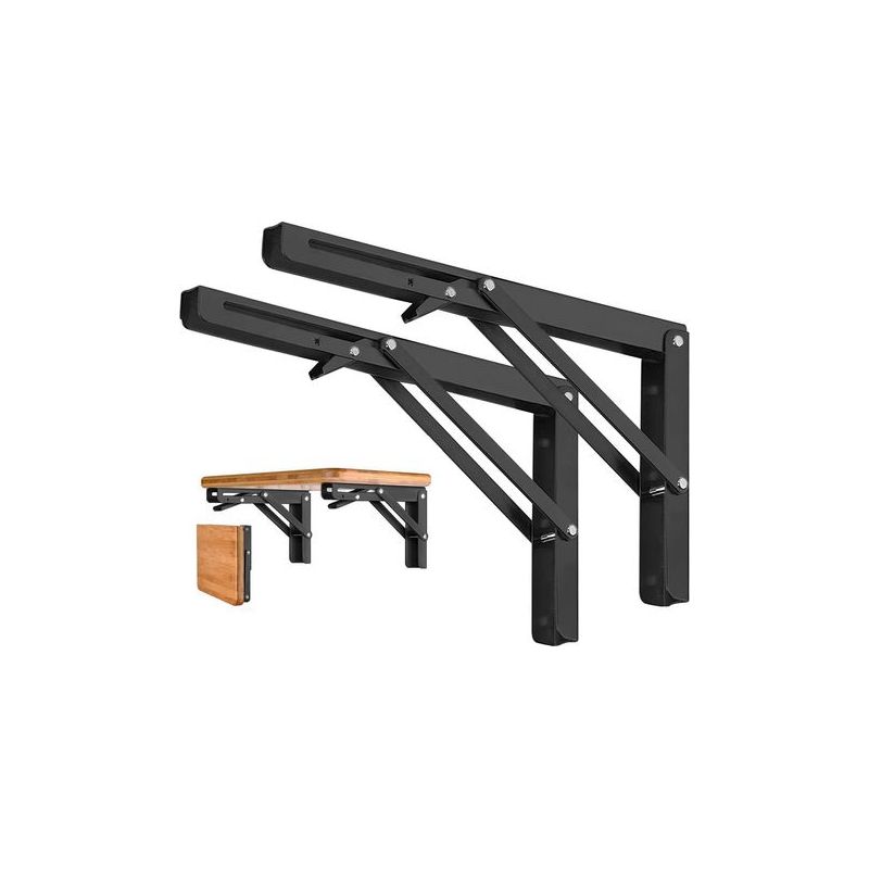 Taishengda – 2er-set Regalträger 250 Mm, Klappbare Konsolenhalterung, Wandmontage, Klappbare Edelstahlträger, Tragkraft 50 Kg, Schwarz