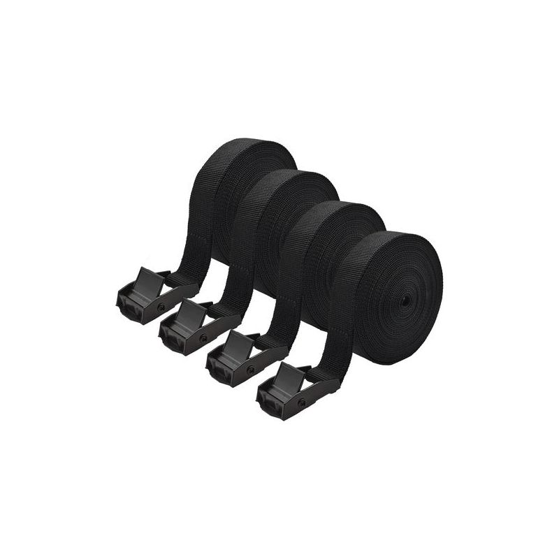 Taishengda – Spanngurte, Gepäckträgergurte – 4 Stück 2,5 Cm X 5 M – Komplettes Upgrade – Komplett Schwarz – Unterschiedliche Anzahl Und Länge Der Gurte